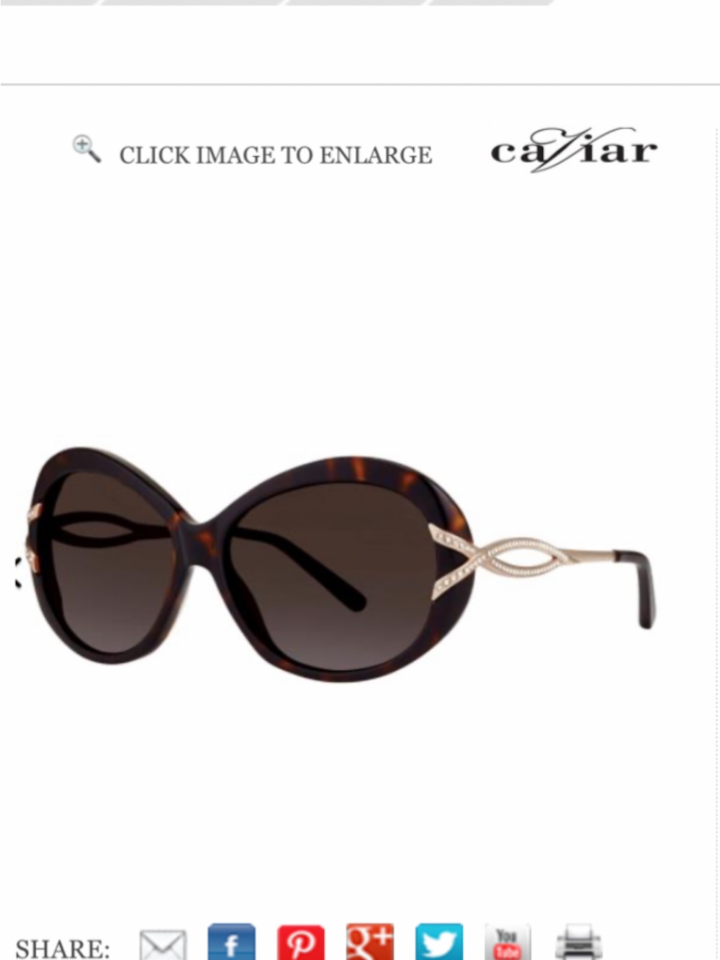 Caviar 2009 Tortoiseshell Oversized Women's Sunglasses W/ Crystal Twist Temples